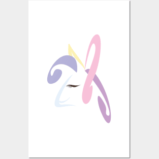 Abstract Unicorn Pastel Soft colors Purple Pink Yellow Posters and Art